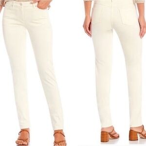 J. McLaughlin 10 off white  color stretch jeans with goldtone accents cotton